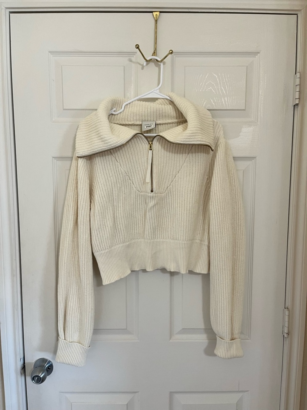 Varley Mentone Half-Zip Knit Pullover in Egret - Picture 4 of 9